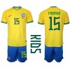 Brasil Fabinho #15 Hjemmedraktsett Barn VM 2022 Kortermet (+ korte bukser)